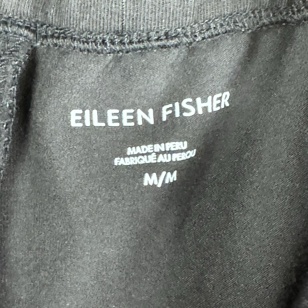 Eileen Fisher Organic Cotton Stretch Black Wide-Leg Pants Size Medium - Picture 4 of 10